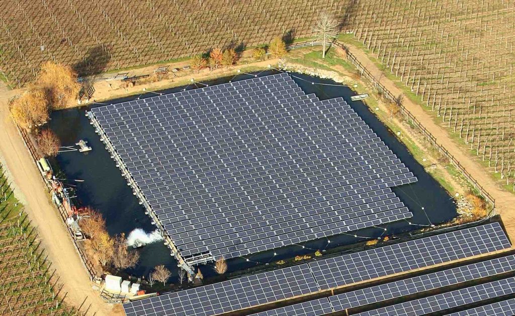Floating PV system Far Niente Winery California