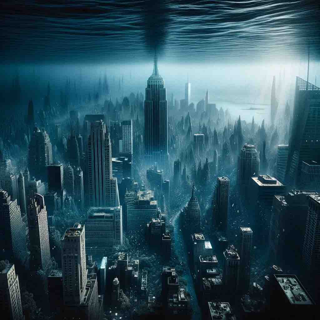 Coastal cities such as London, New York, and Shanghai would be submerged.