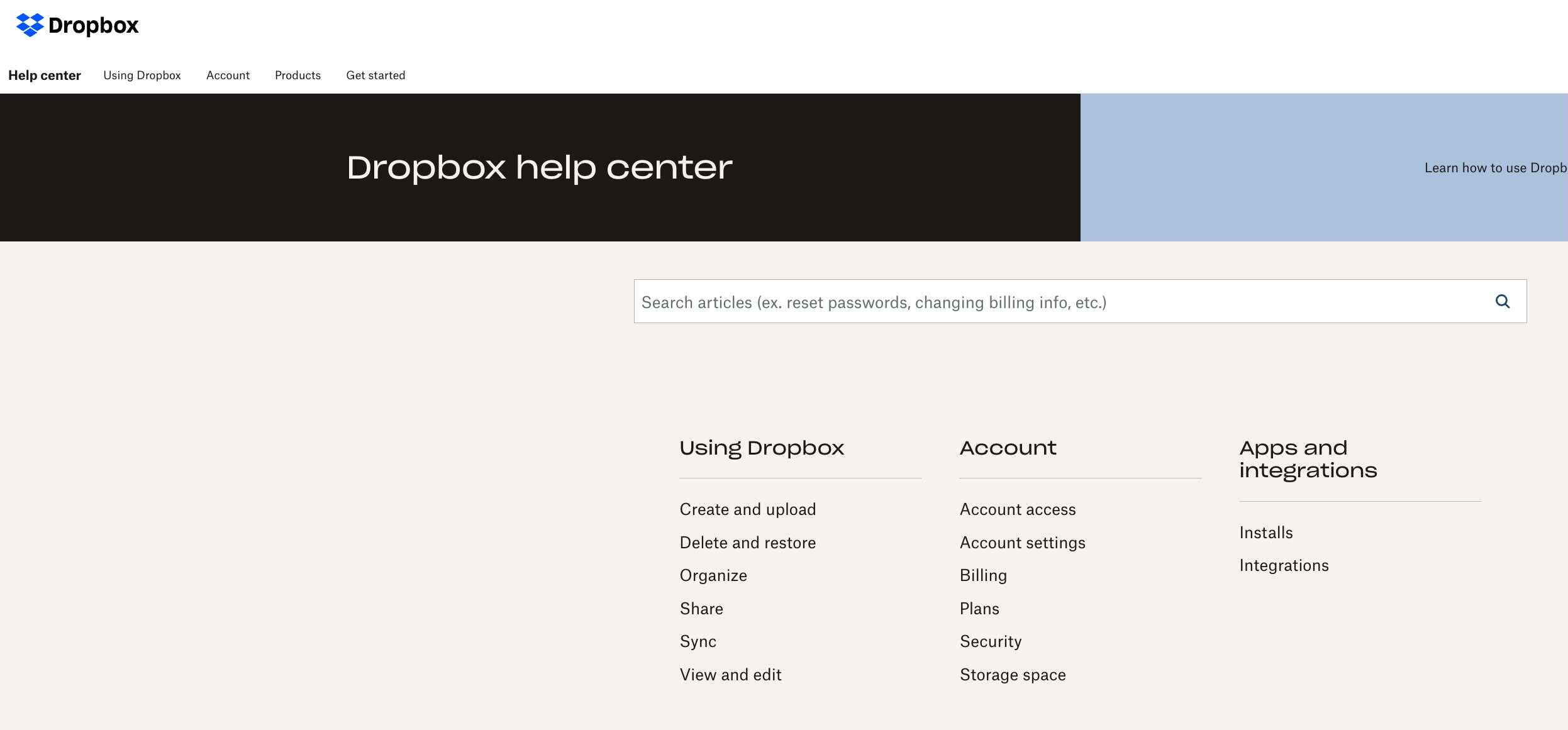 Dropbox Help Centre