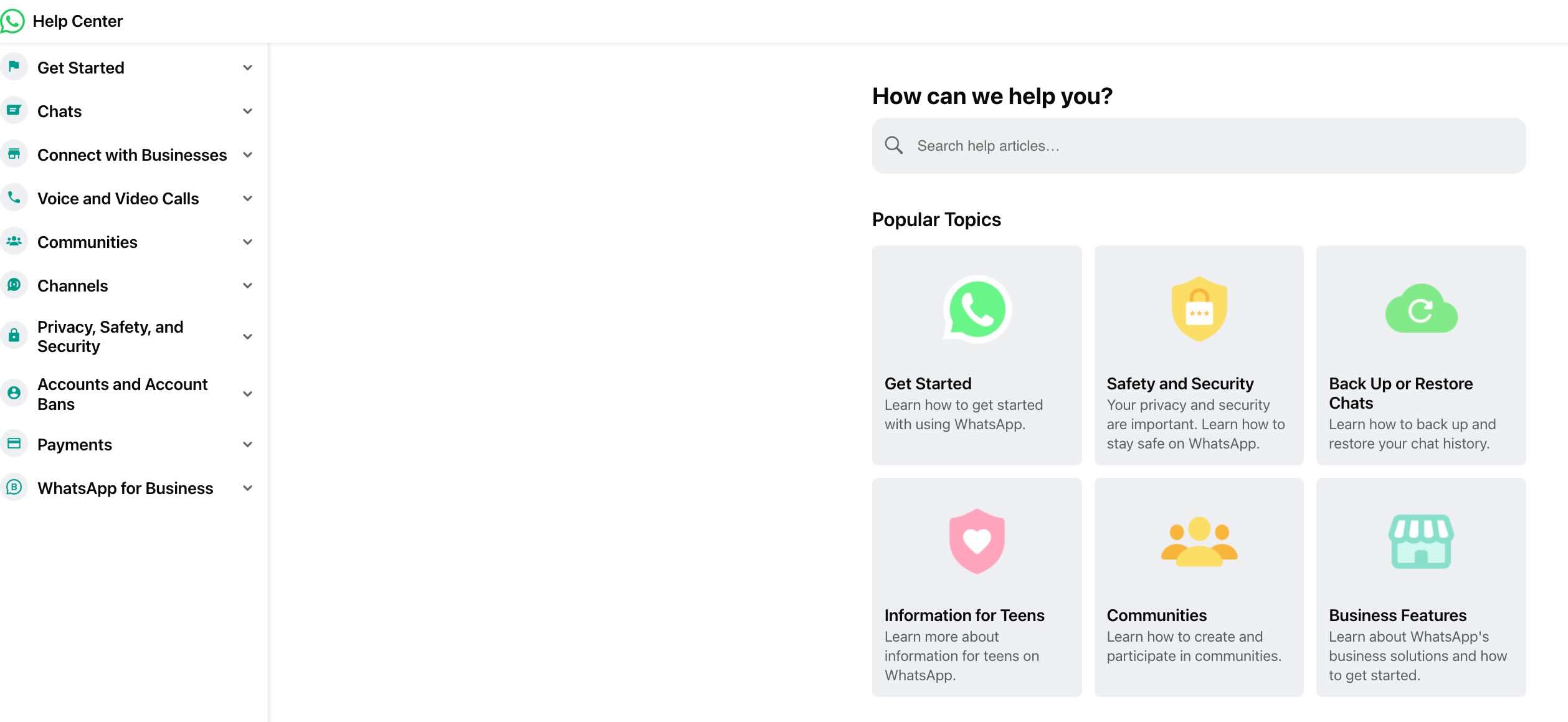 WhatsApp Help Centre