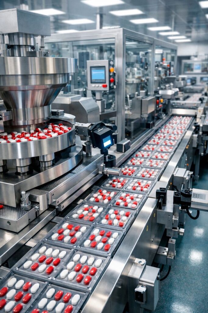 Pills mass production line